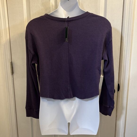 Wild Fable Women’s XL Purple Cropped Waffle Knit Thermal Long Sleeve Top NWT - Picture 2 of 16